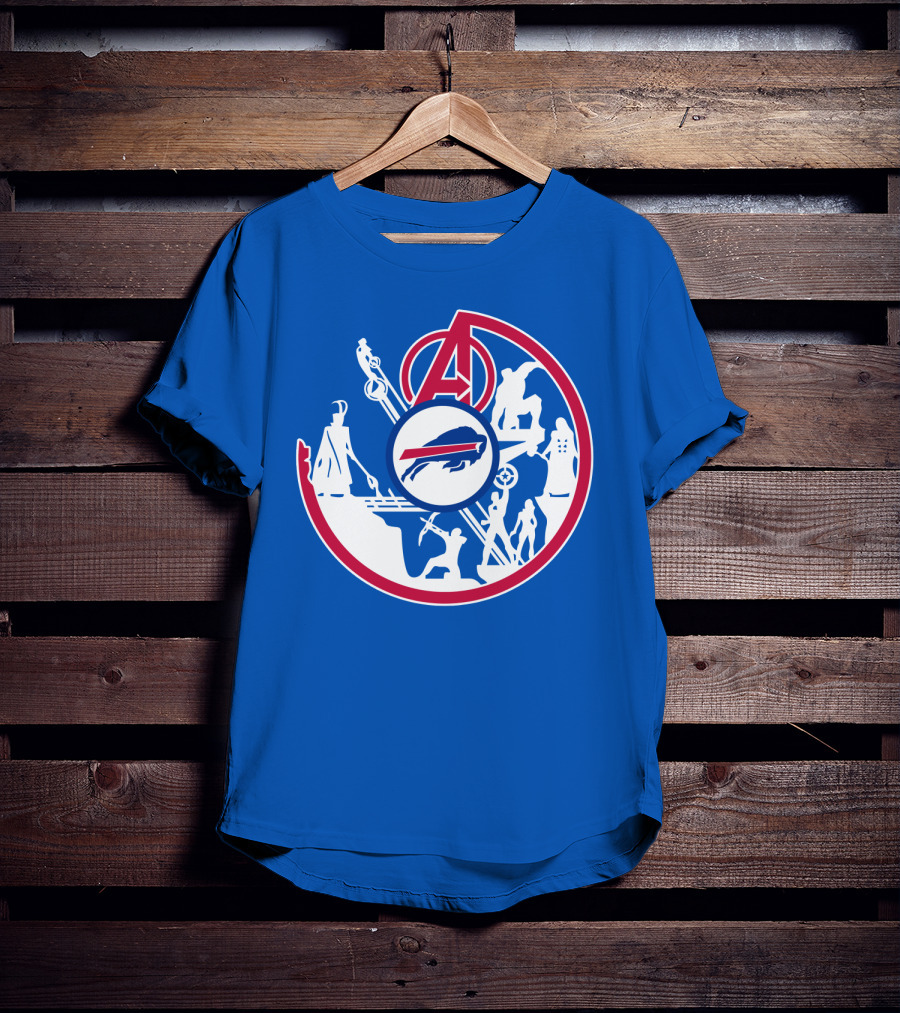 Buffalo Bills Avengers Crossover Logo Blue T-Shirt
