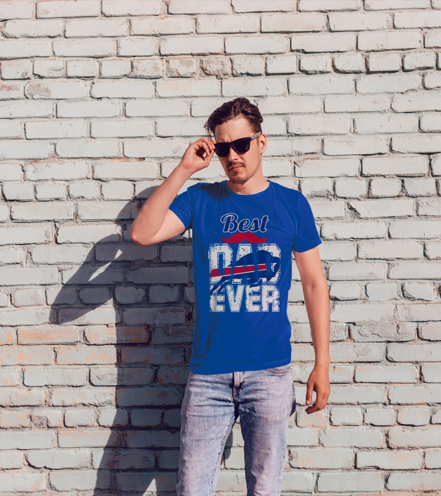 Best Dad Ever Buffalo Football Fan Mustache T-Shirt