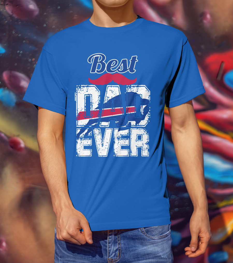 Best Dad Ever Buffalo Football Fan Mustache T-Shirt