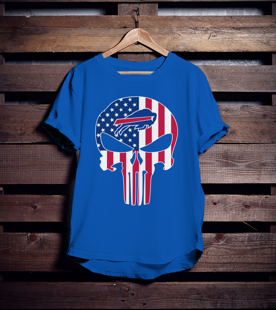 Buffalo Bills American Flag Skull T-Shirt