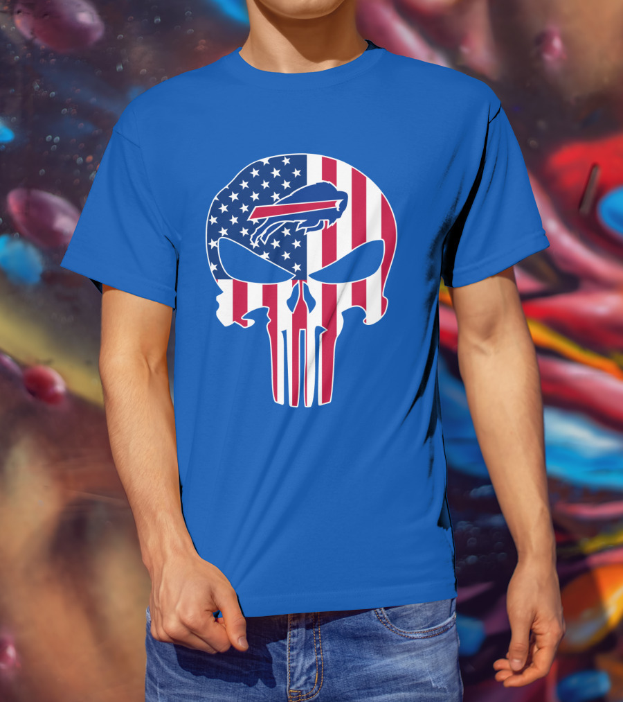 Buffalo Bills American Flag Skull T-Shirt