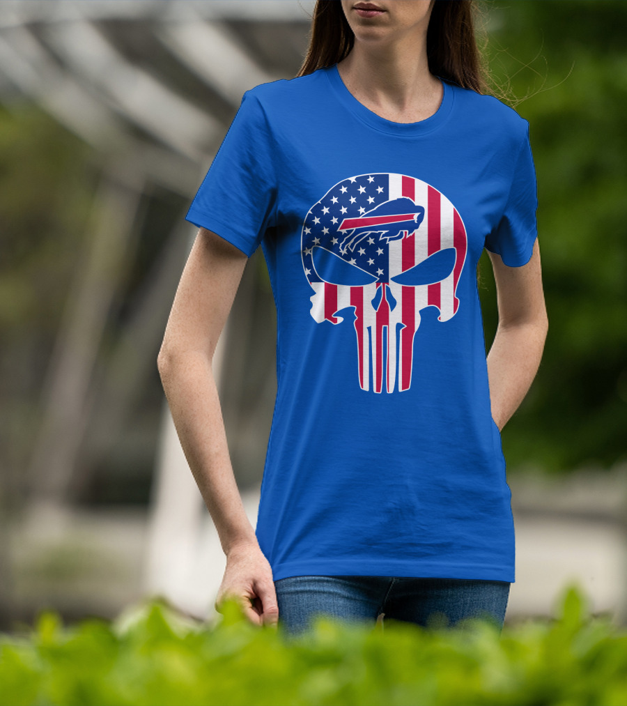 Buffalo Bills American Flag Skull T-Shirt