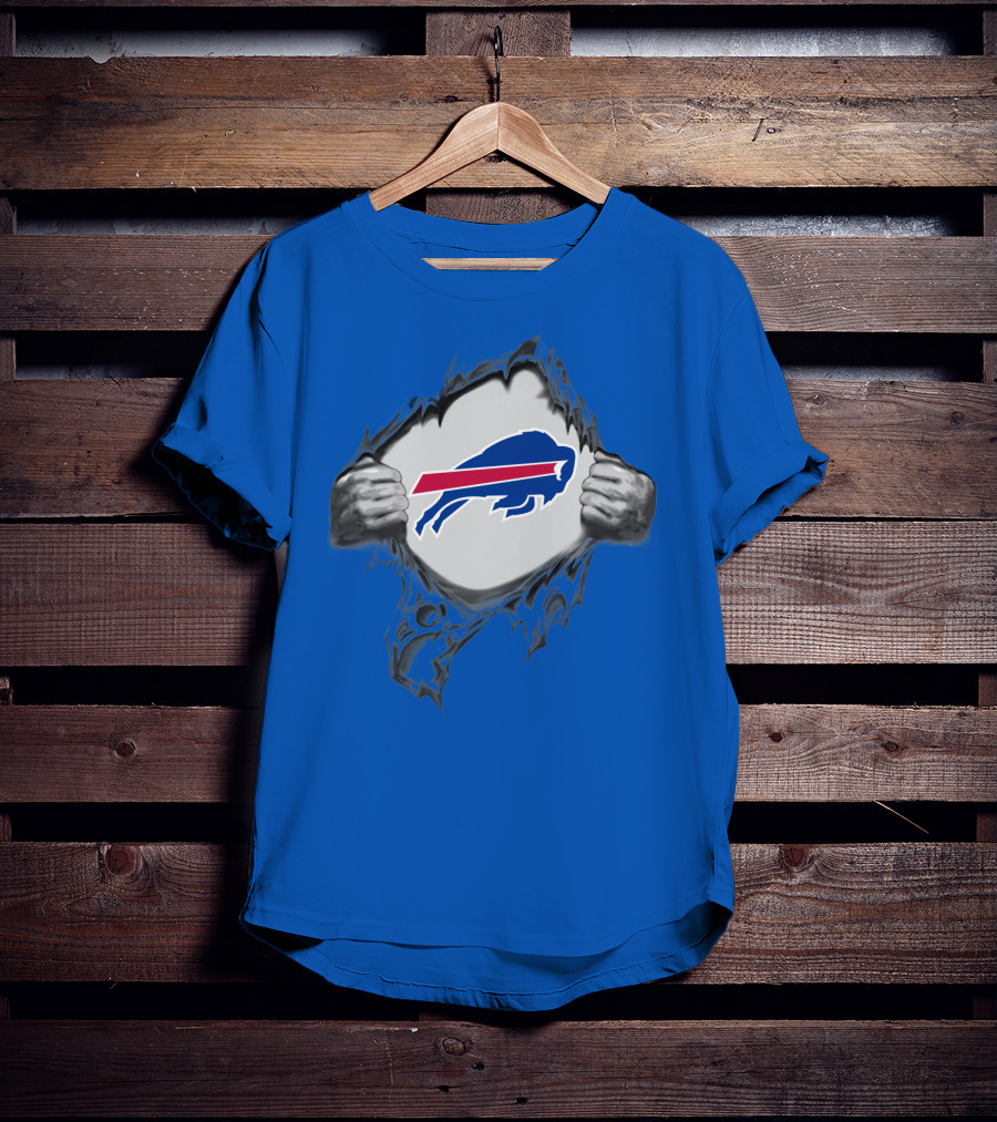 Buffalo Bills Superhero Buffalo Logo Peeking Through T-Shirt