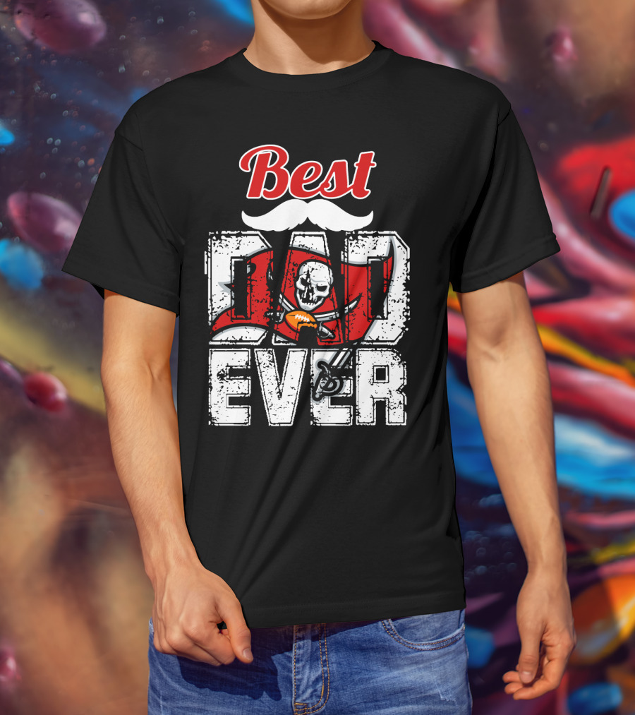 Best Dad Ever Buccaneers Football Skull Flag T-Shirt