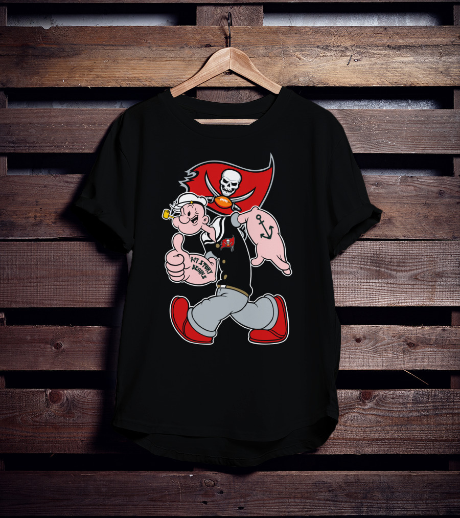Buccaneers Pirate Popeye My Spicy Delight Skull Flag Football Anchor T-Shirt