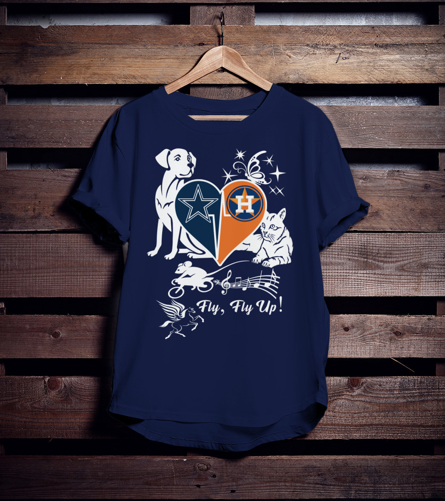 Cowboys Astros Heart Fly Fly Up Music Stars Butterfly Pegasus Dog Cat Mouse T-Shirt