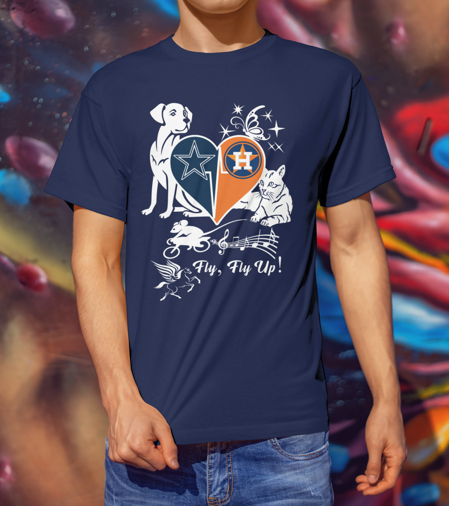 Cowboys Astros Heart Fly Fly Up Music Stars Butterfly Pegasus Dog Cat Mouse T-Shirt
