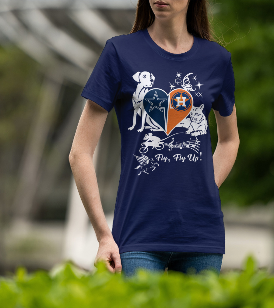 Cowboys Astros Heart Fly Fly Up Music Stars Butterfly Pegasus Dog Cat Mouse T-Shirt