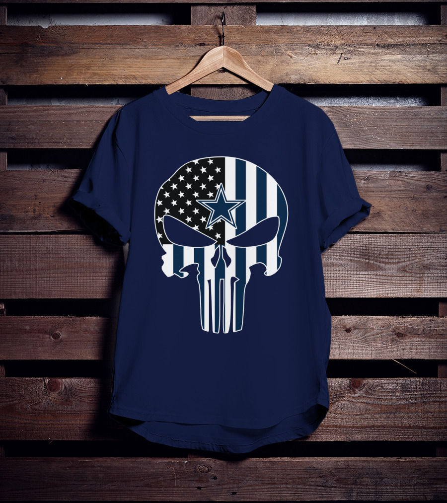Cowboys Skull With Star And American Flag T-Shirt