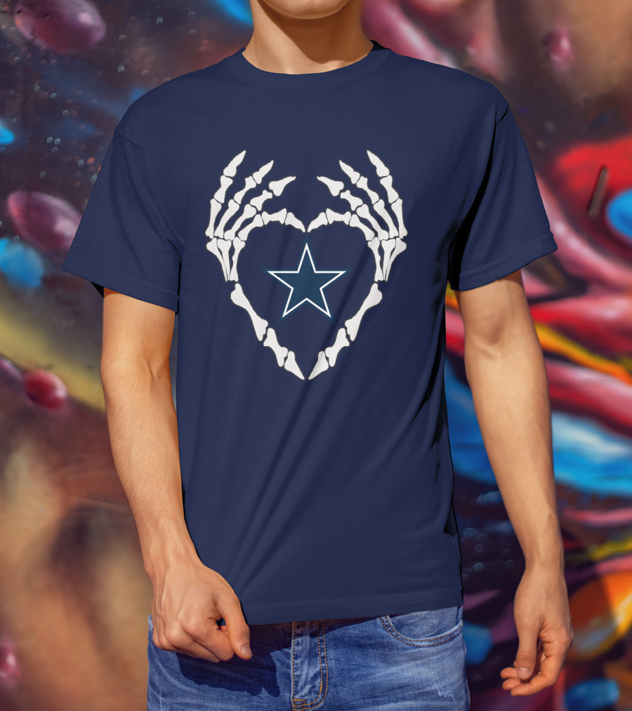 Cowboys Skeleton Hands Heart Star T-Shirt