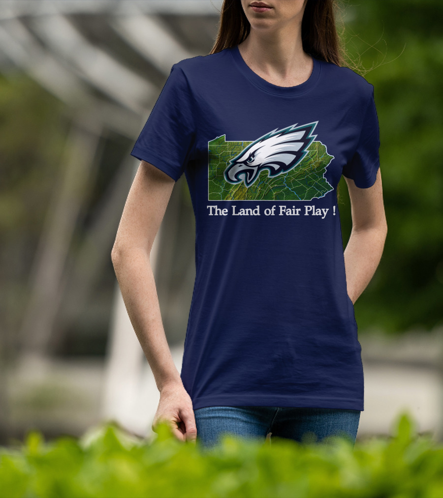 Philadelphia Eagles The Land Of Fair Play Pennsylvania Map T-Shirt