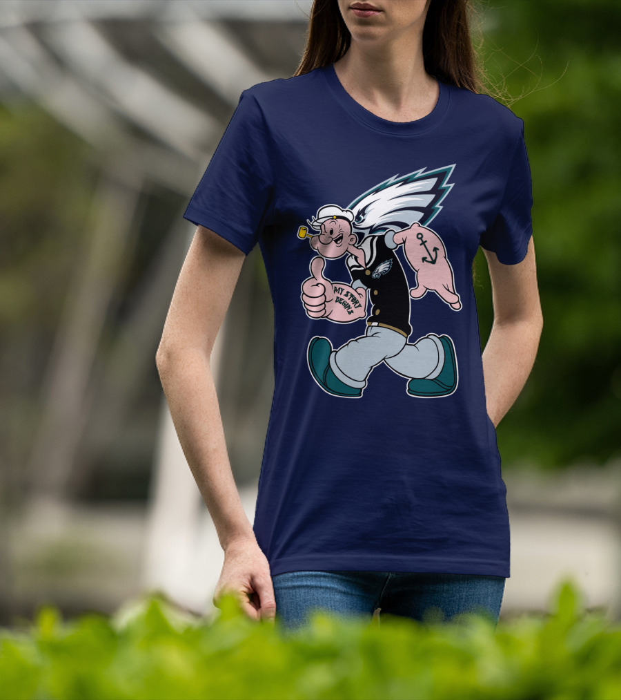 Popeye My Story Begins Philadelphia Eagles Anchor Navy Blue T-Shirt