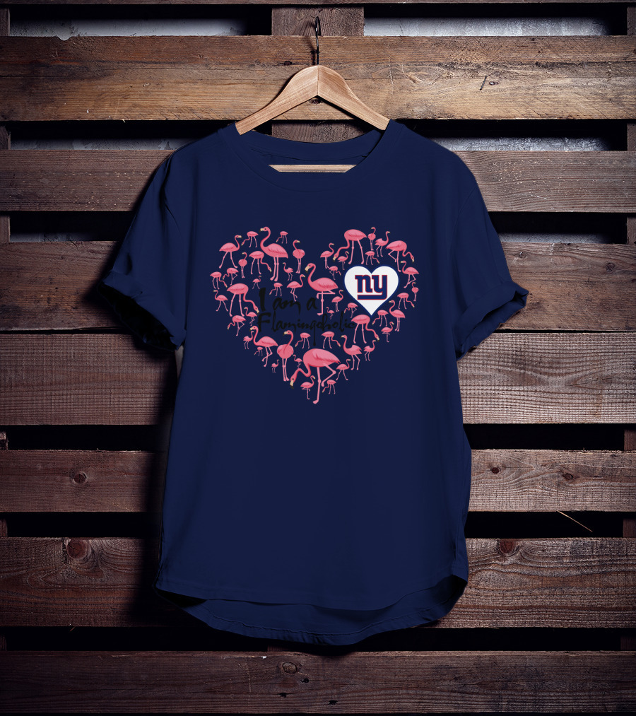 I Am A Flamingoholic Ny Giants Heart Flamingo Collection T-Shirt