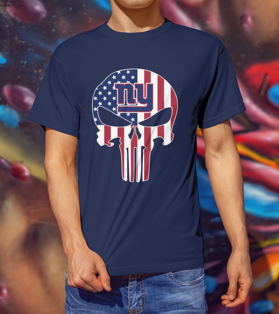 Ny Giants American Flag Punisher Skull T-Shirt