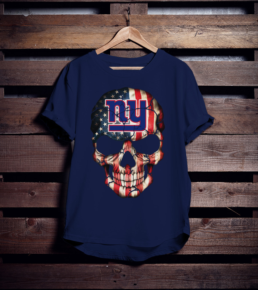 Ny Giants American Flag Skull T-Shirt