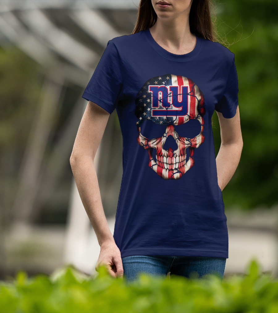 Ny Giants American Flag Skull T-Shirt