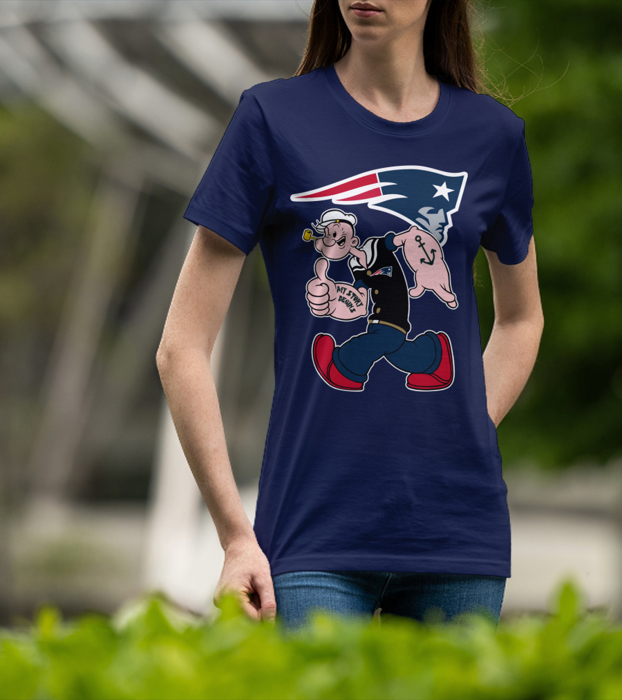 New England Patriots Popeye My Forty Defense Anchor Navy T-Shirt