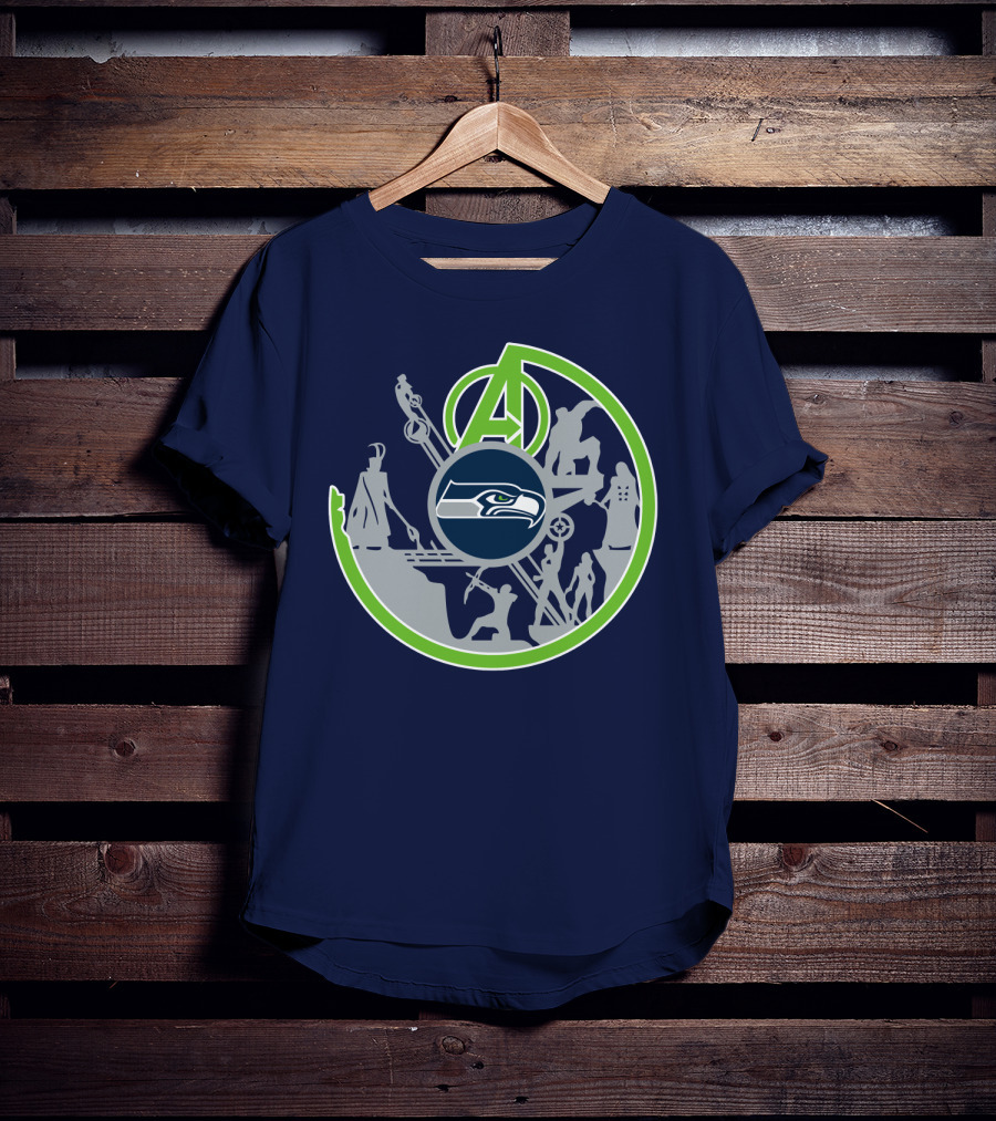 Seahawks Avengers Crossover Logo Silhouettes T-Shirt