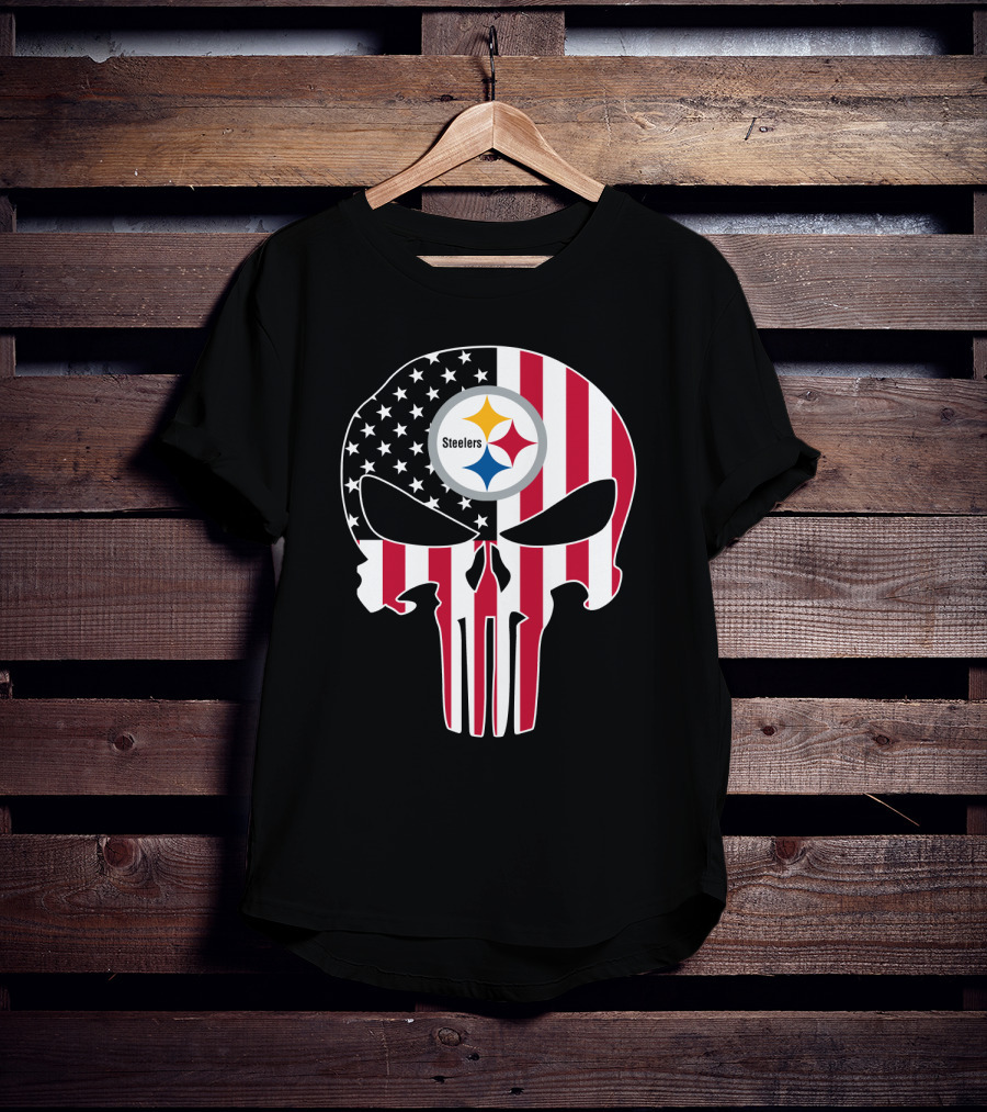 Steelers Skull American Flag T-Shirt