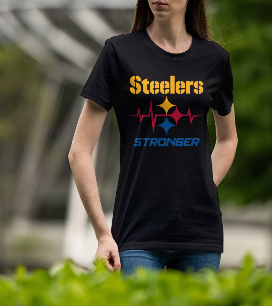Steelers Stronger With Heartbeat And Iconic Star T-Shirt
