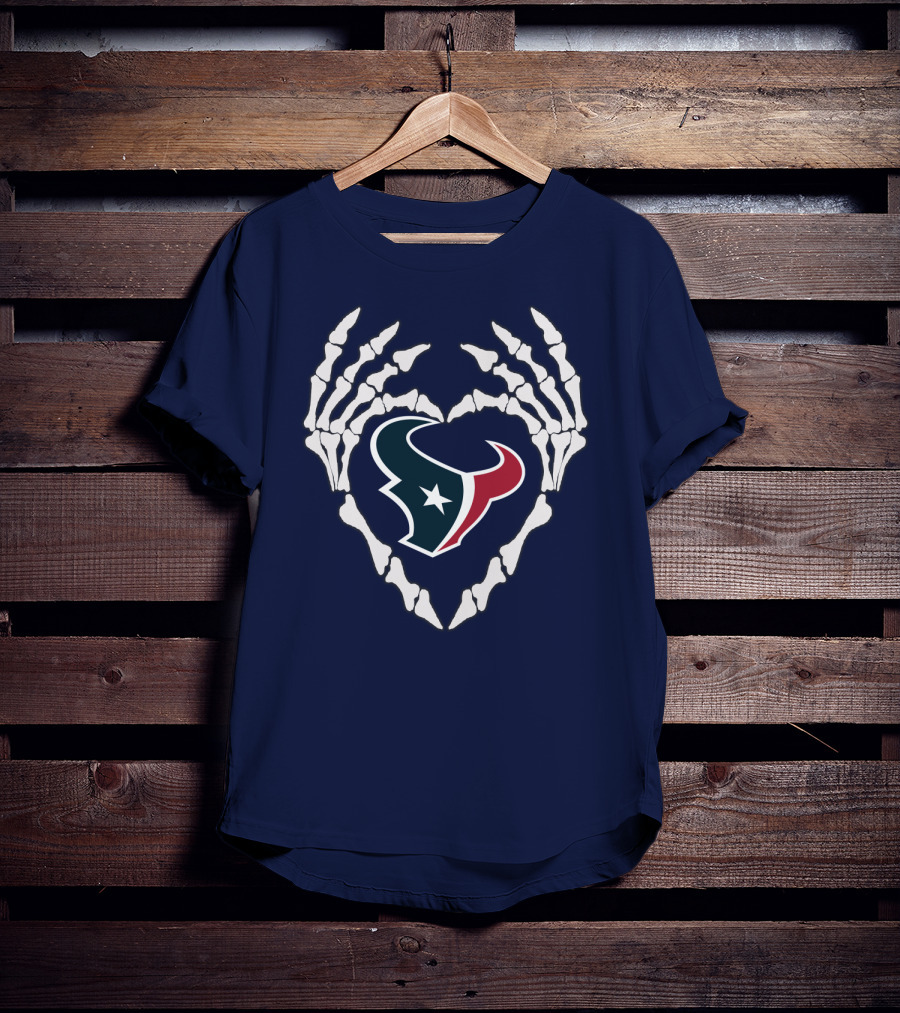 Texans Skeleton Hands Heart T-Shirt