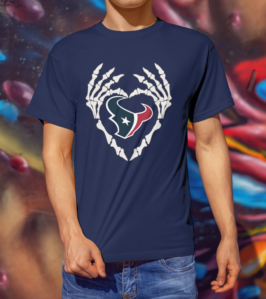 Texans Skeleton Hands Heart T-Shirt