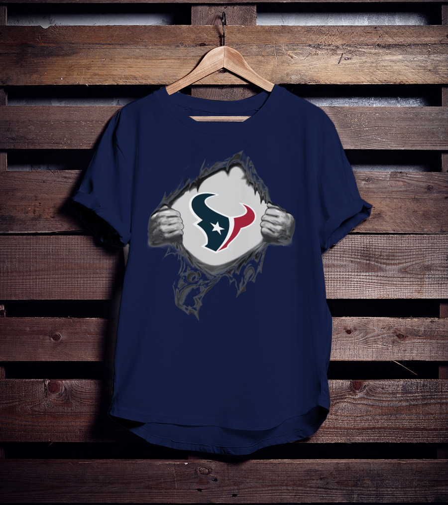 Texans Strong Bull Logo Rip Patriots T-Shirt