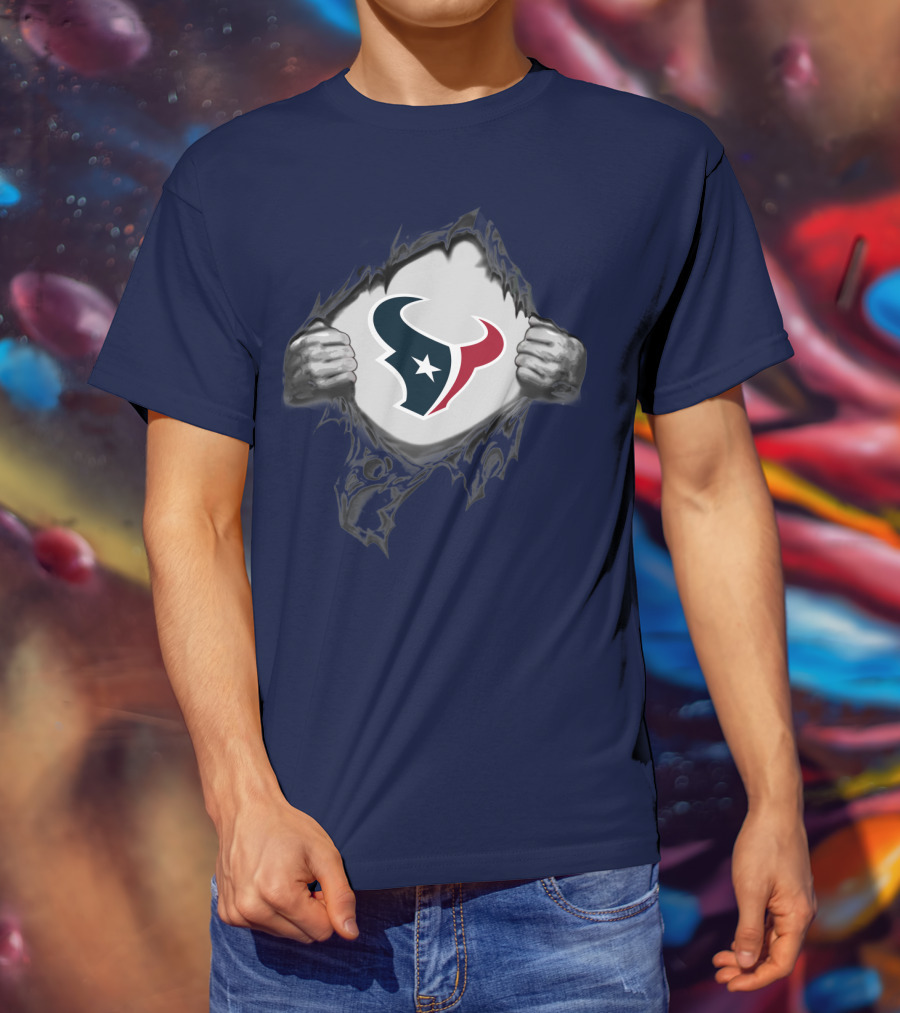 Texans Strong Bull Logo Rip Patriots T-Shirt
