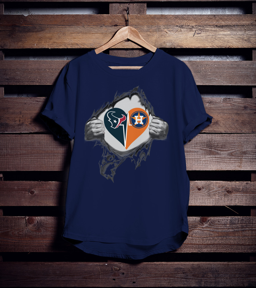 Texans Astros Heart Logo Fusion T-Shirt