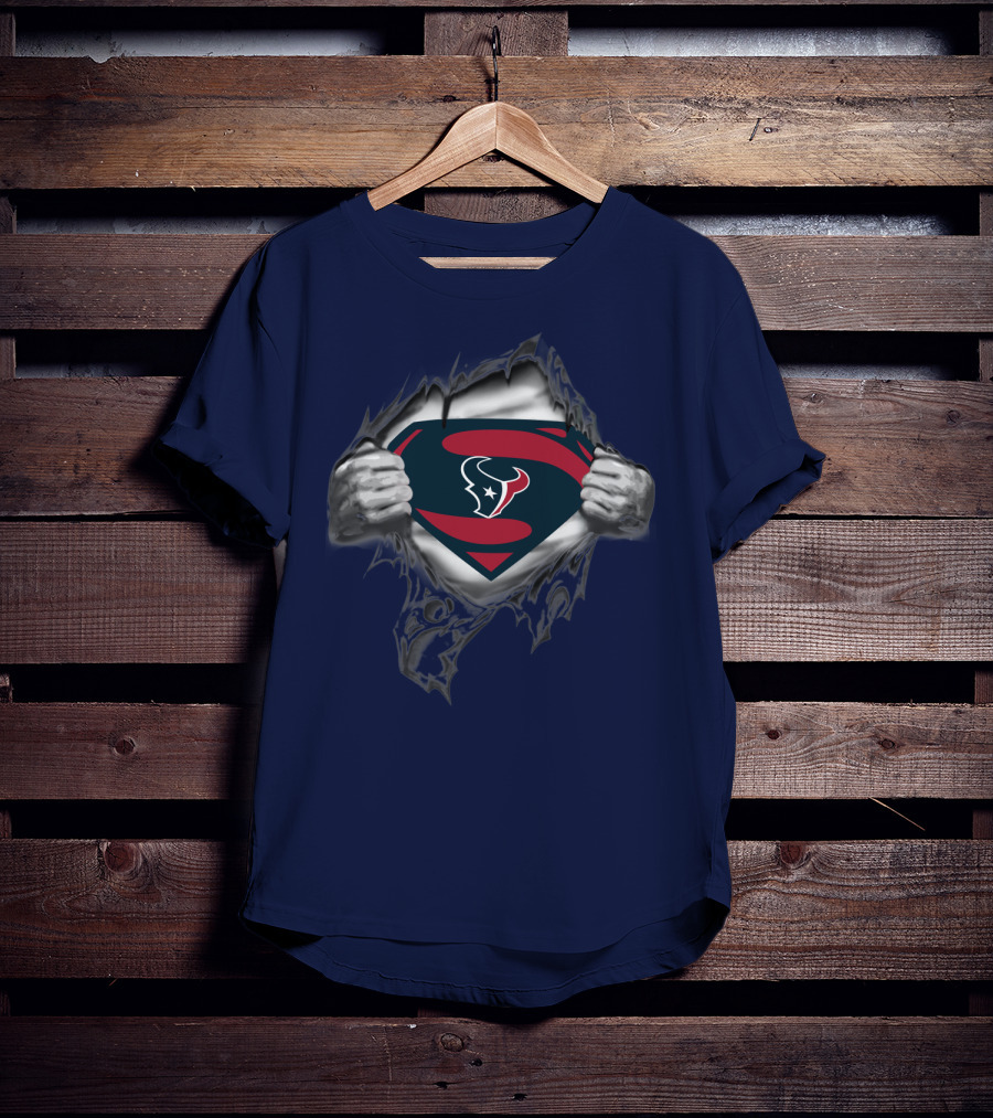 Texans Superhero Logo Rip T-Shirt