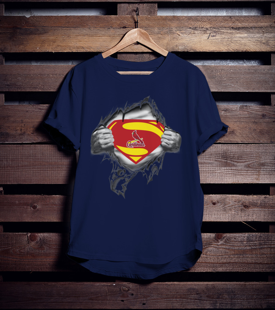 Superman St. Louis Cardinals Fan Emblem Tear T-Shirt