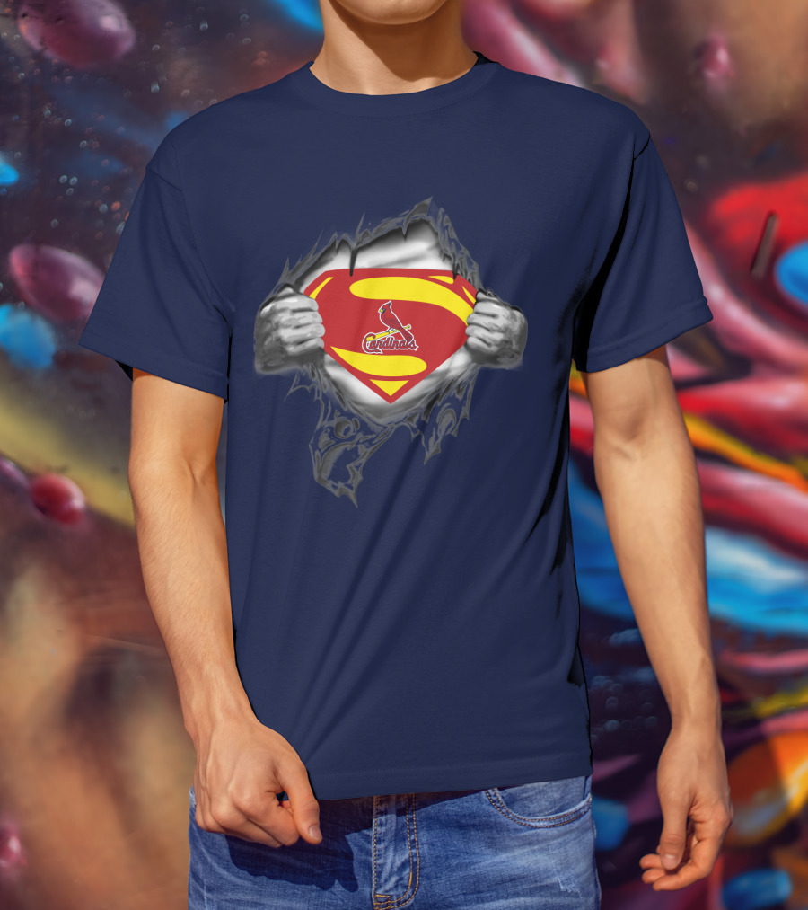 Superman St. Louis Cardinals Fan Emblem Tear T-Shirt