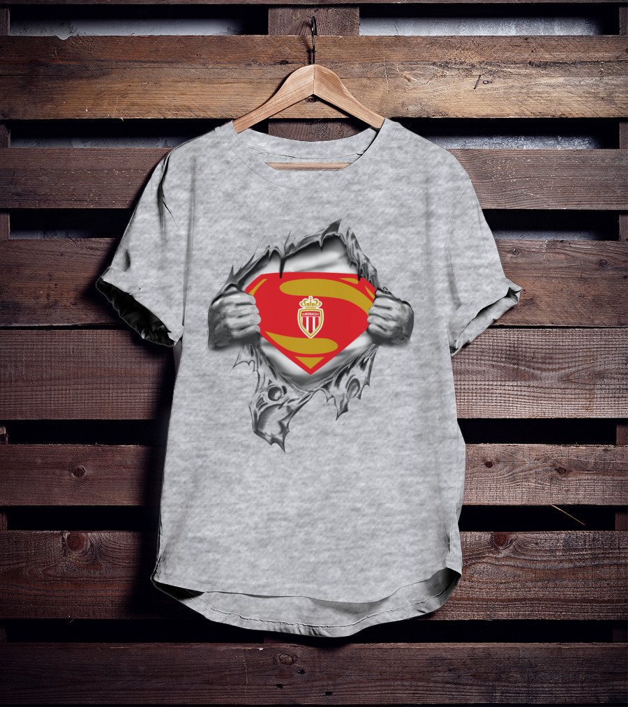 As Monaco Superman Shield Logo Hands Ripping T-Shirt