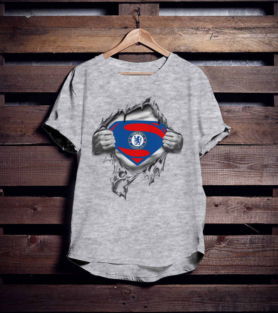 Chelsea Football Club Superman Logo Rip T-Shirt