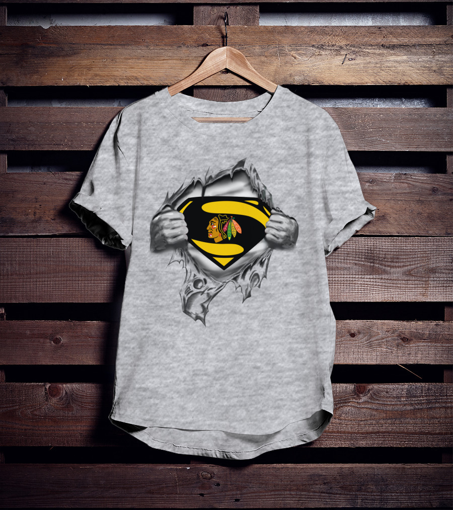 Superman Chicago Blackhawks Logo Fusion T-Shirt
