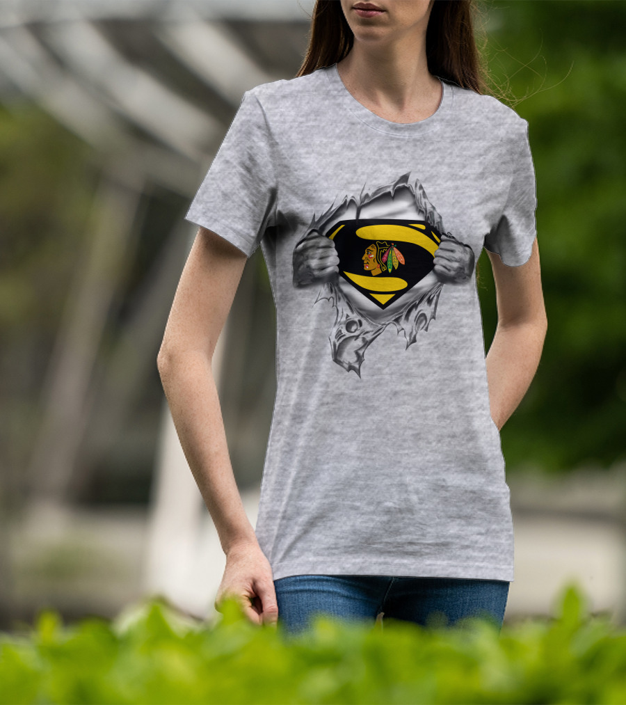 Superman Chicago Blackhawks Logo Fusion T-Shirt