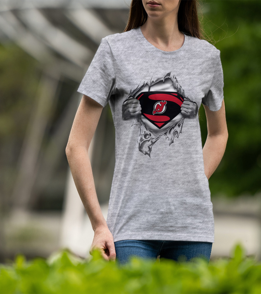 Superhero Jersey Devils Logo Inner Strength T-Shirt