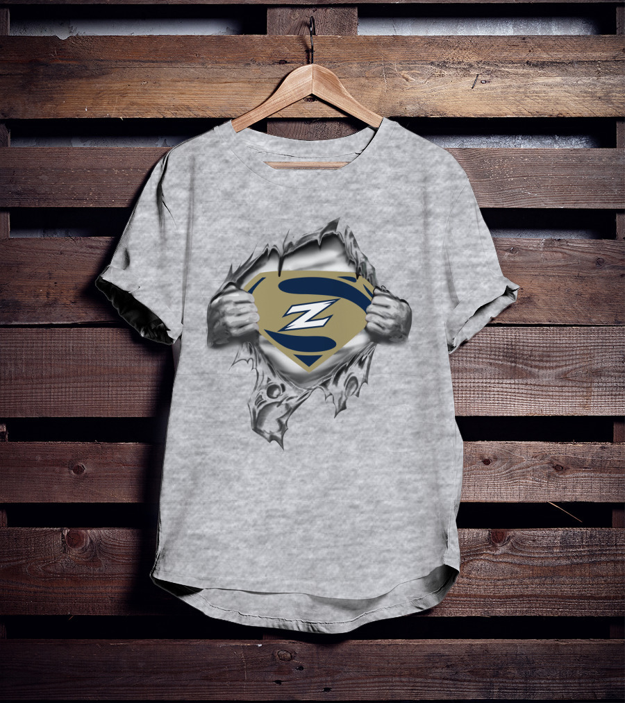 Super Z Akron Zips Emblem In Torn Metallic Style T-Shirt