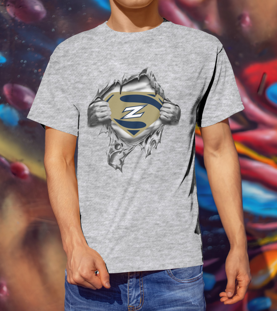 Super Z Akron Zips Emblem In Torn Metallic Style T-Shirt