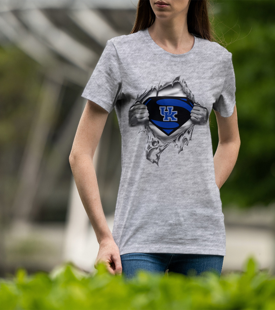 Uk Blue Superman Emblem Kentucky Wildcats T-Shirt