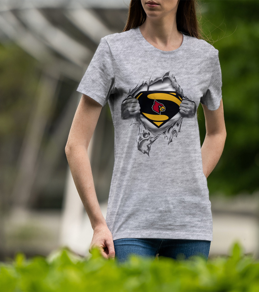 Superman Logo Louisville Cardinals T-Shirt