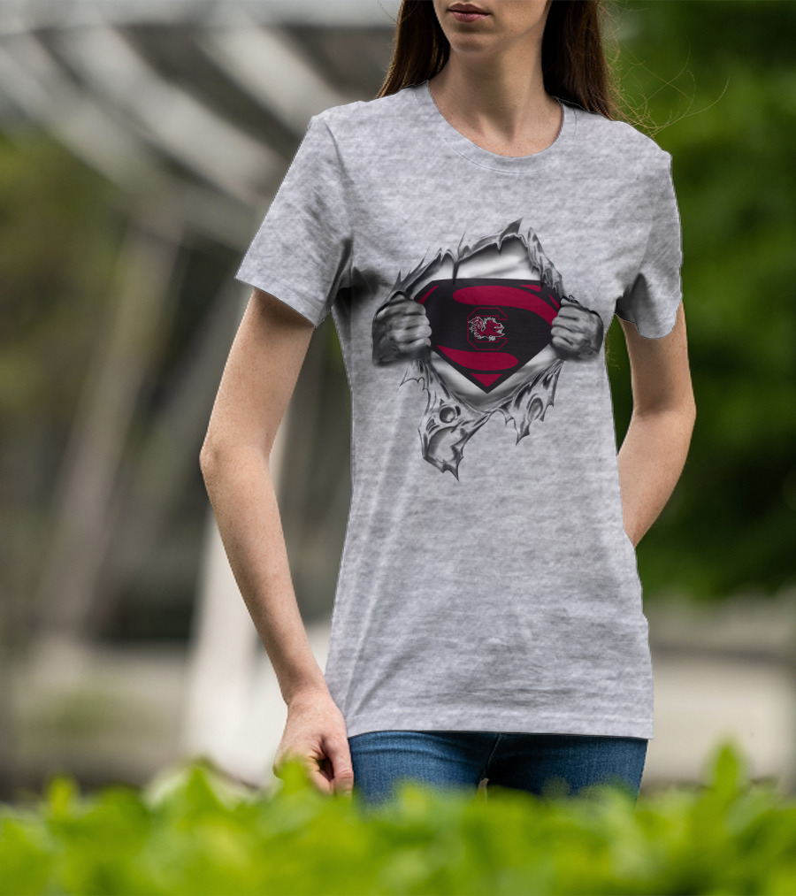 Superman South Carolina Gamecocks Logo Icon With Inner Strength Theme T-Shirt