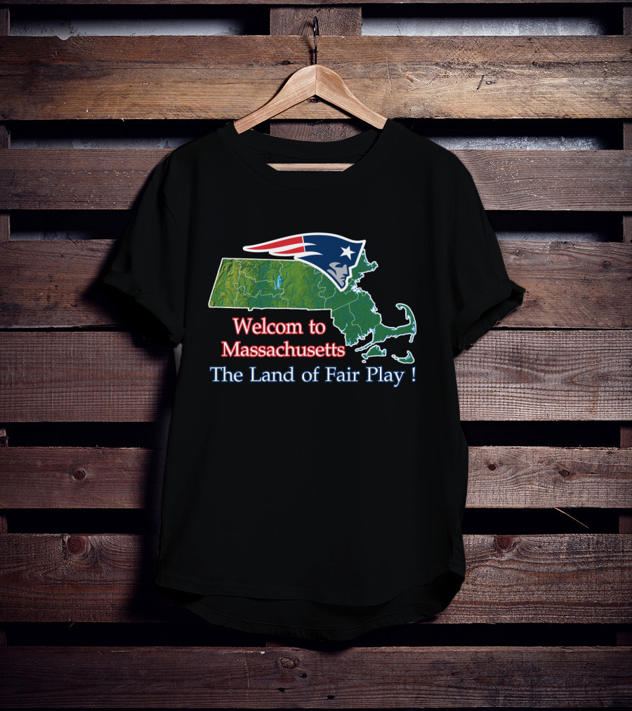 Welcome To Massachusetts The Land Of Fair Play Patriotic Map T-Shirt