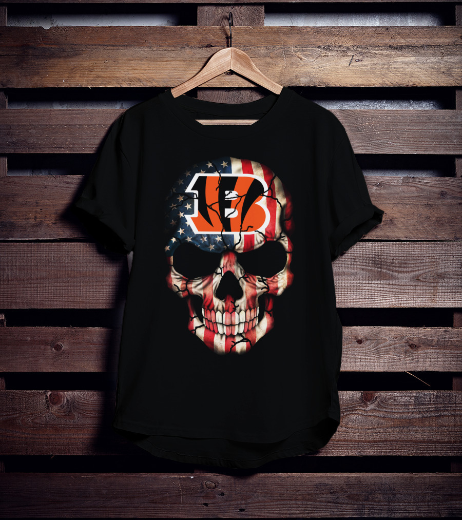 Bengals Skull American Flag T-Shirt