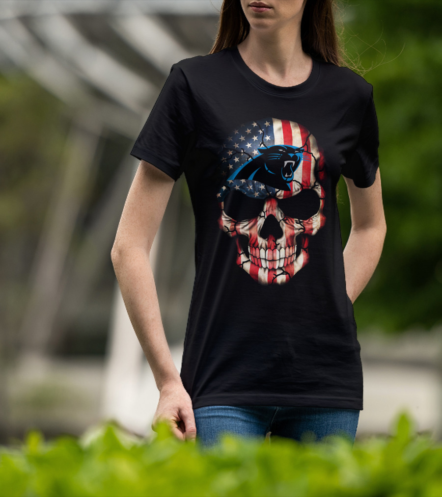 Panthers American Flag Skull T-Shirt