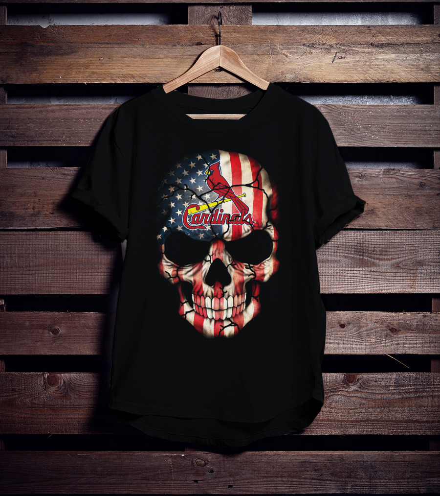 American Flag Skull With St. Louis Cardinals T-Shirt