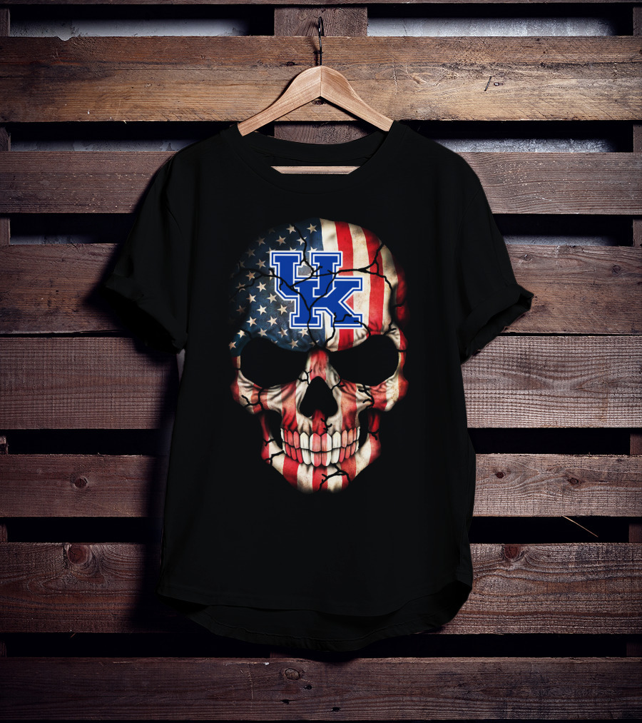 Kentucky Wildcats American Flag Skull T-Shirt