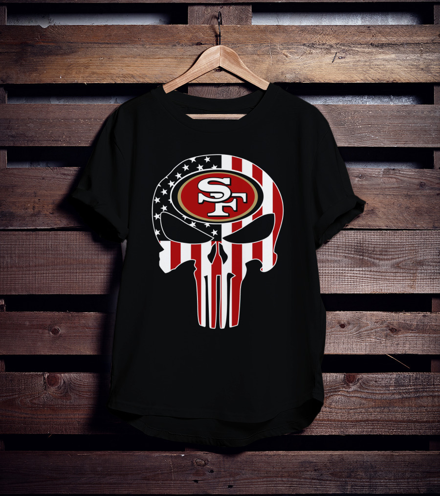 Sf 49ers American Flag Skull T-Shirt