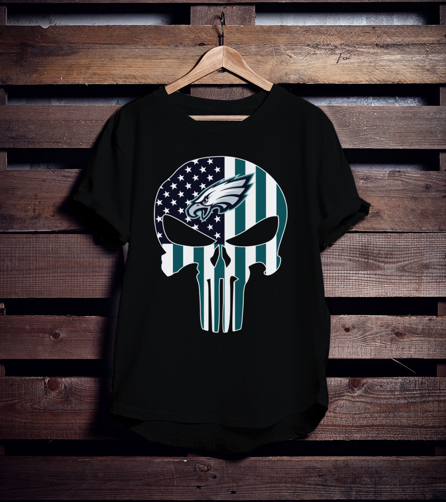 Eagles Punisher Skull American Flag T-Shirt