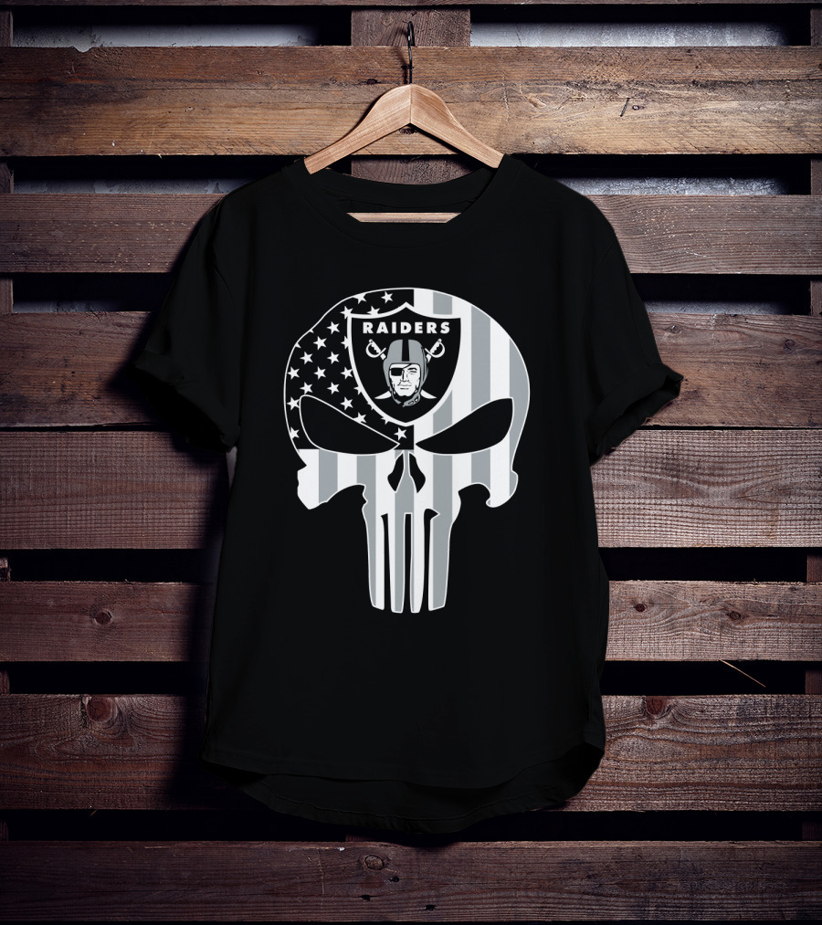 Raiders Punisher Skull American Flag T-Shirt